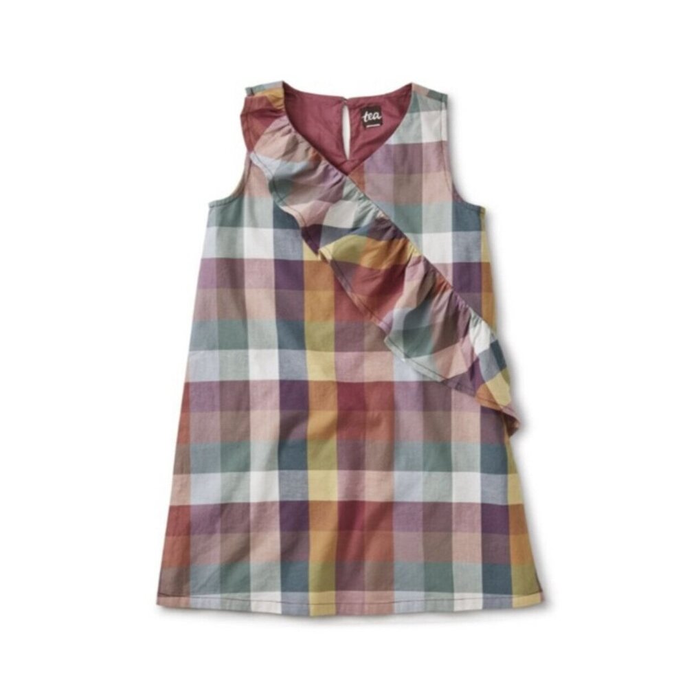 NWT Tea Collection Madras Ruffle Dress Suez Plaid Size 2